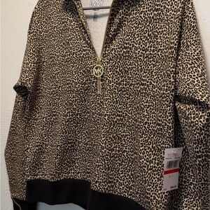 Michael Kors Small Camel and Black Animal Print Top